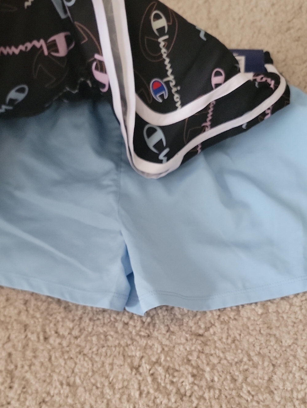 Champion Black Logo-Print Girls Athletic Shorts with White Trim 10/12 - Picture 2 of 3